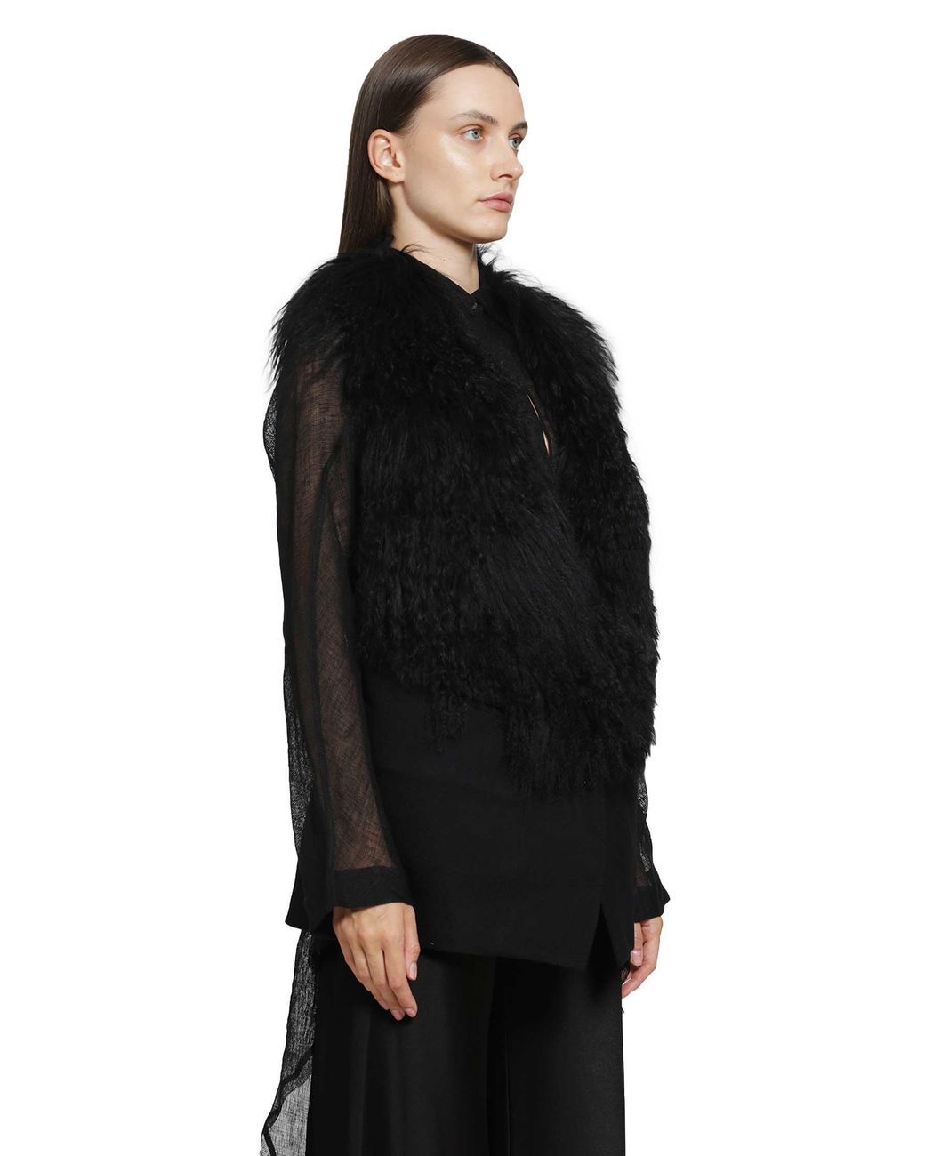 Yehuafan Black Fur Jacket