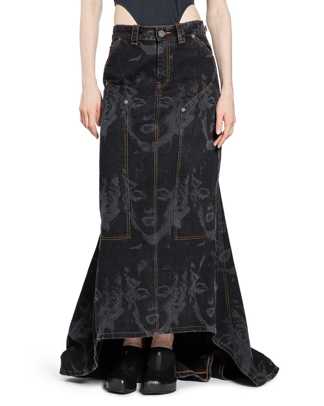 VAQUERA Black Denim Prom Skirt