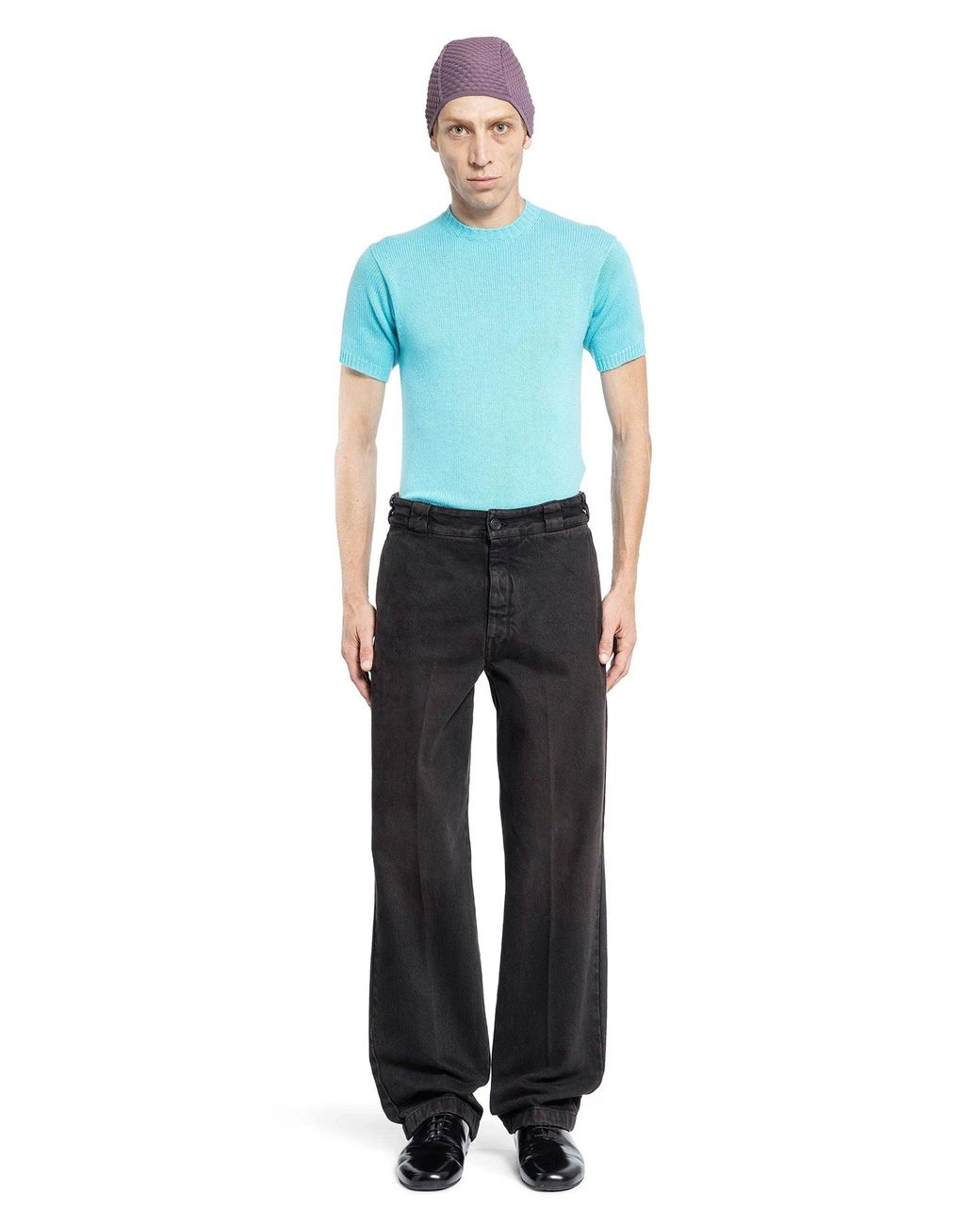 Prada Blue Knit Short Sleeve Top for men