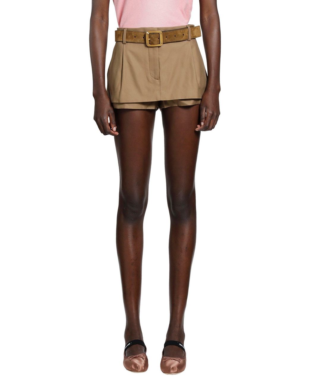 Acne Natural Layered Satin Mini Skirt