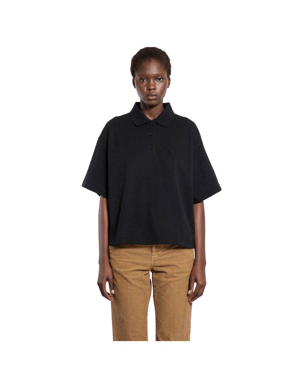Saint Laurent Black Cassandre Polo Shirt