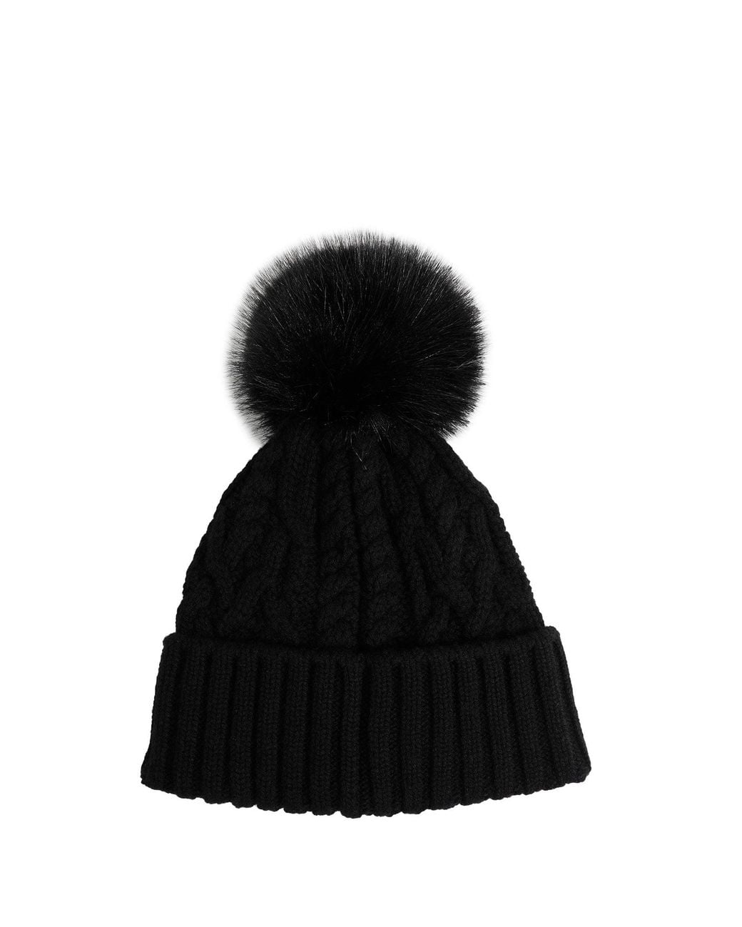 Moncler Black Wool Blend Beanie With Pom Pom