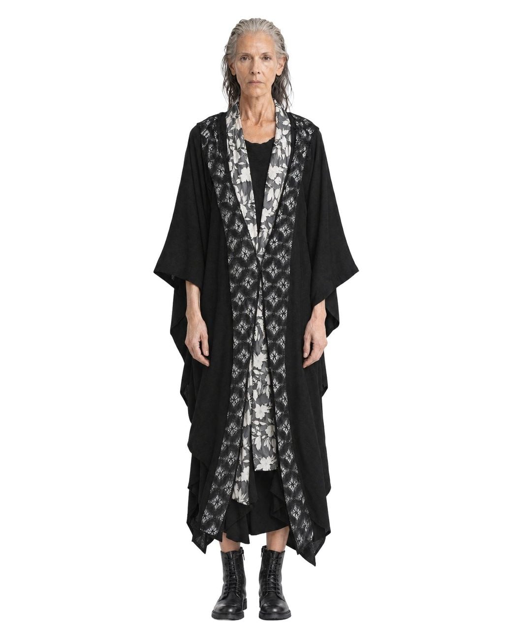 Yohji Yamamoto Black Layered Collar Long Coat