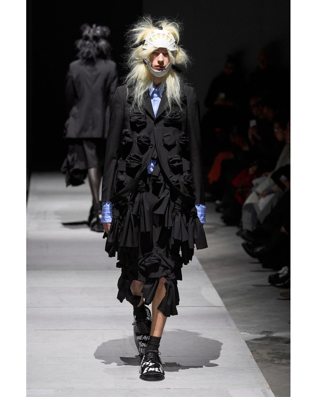 Comme des Garçons Blue Pinstripe And Lace Shirt for men