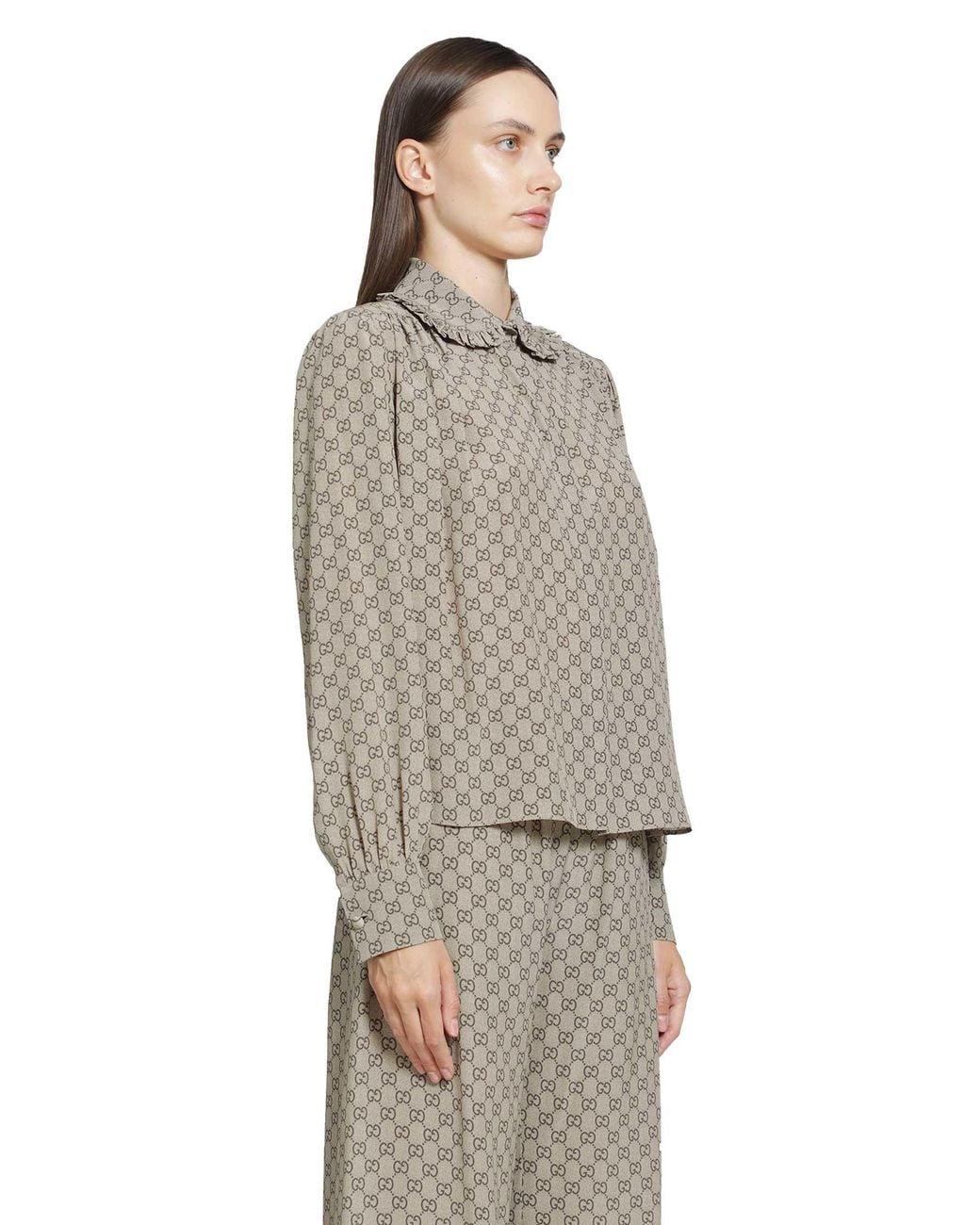 Gucci Gray Printed Silk Shirt