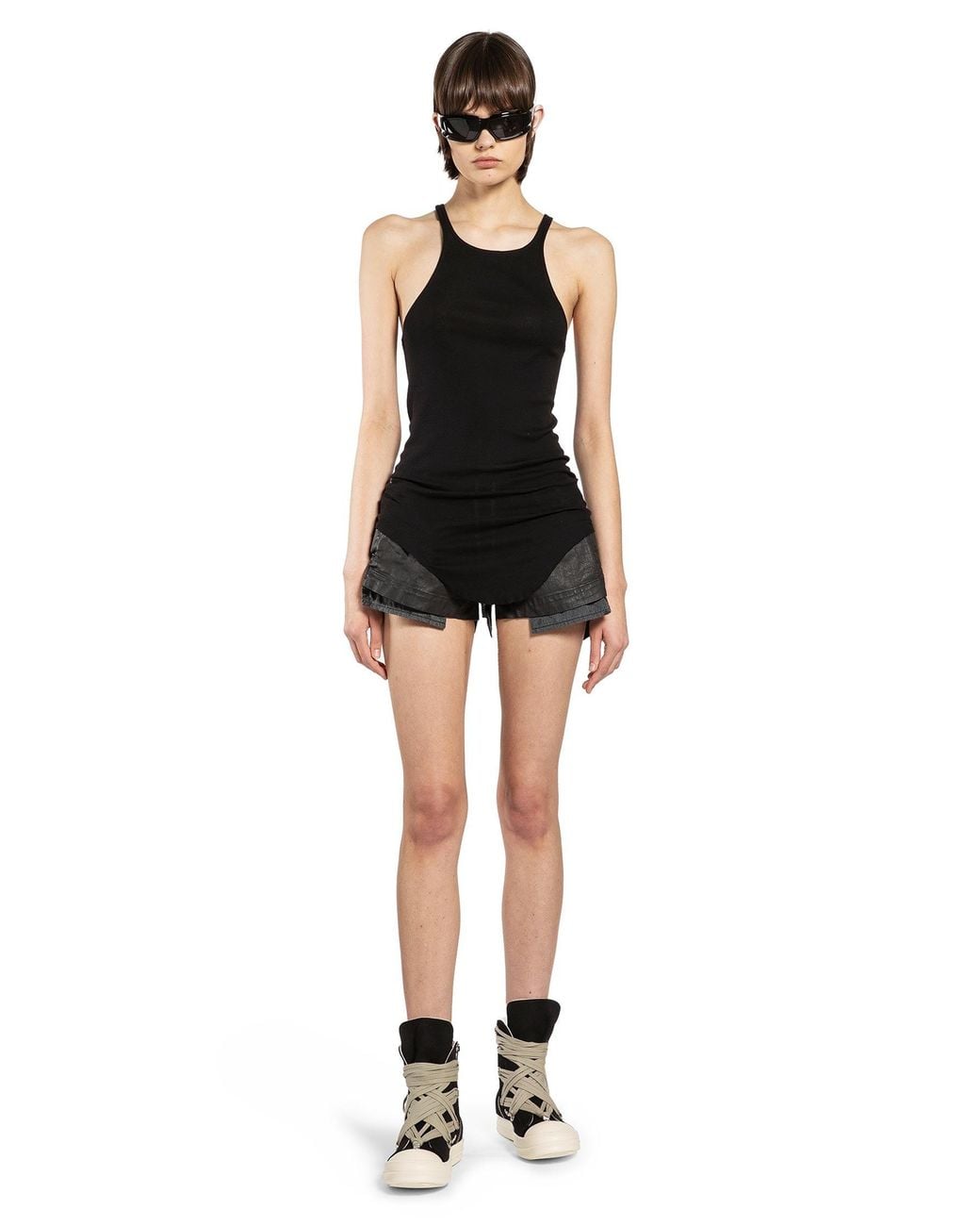 Rick Owens Black Temple Racer Back Tank Top