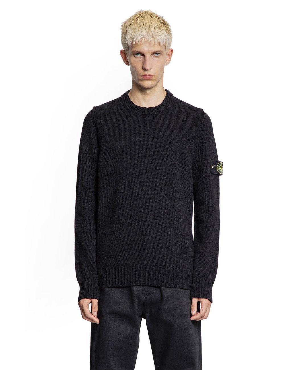 Stone Island Black 5100072 Lambswool Sweater for men