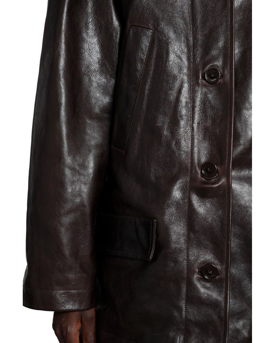 Balenciaga Black Oversized Leather Car Coat