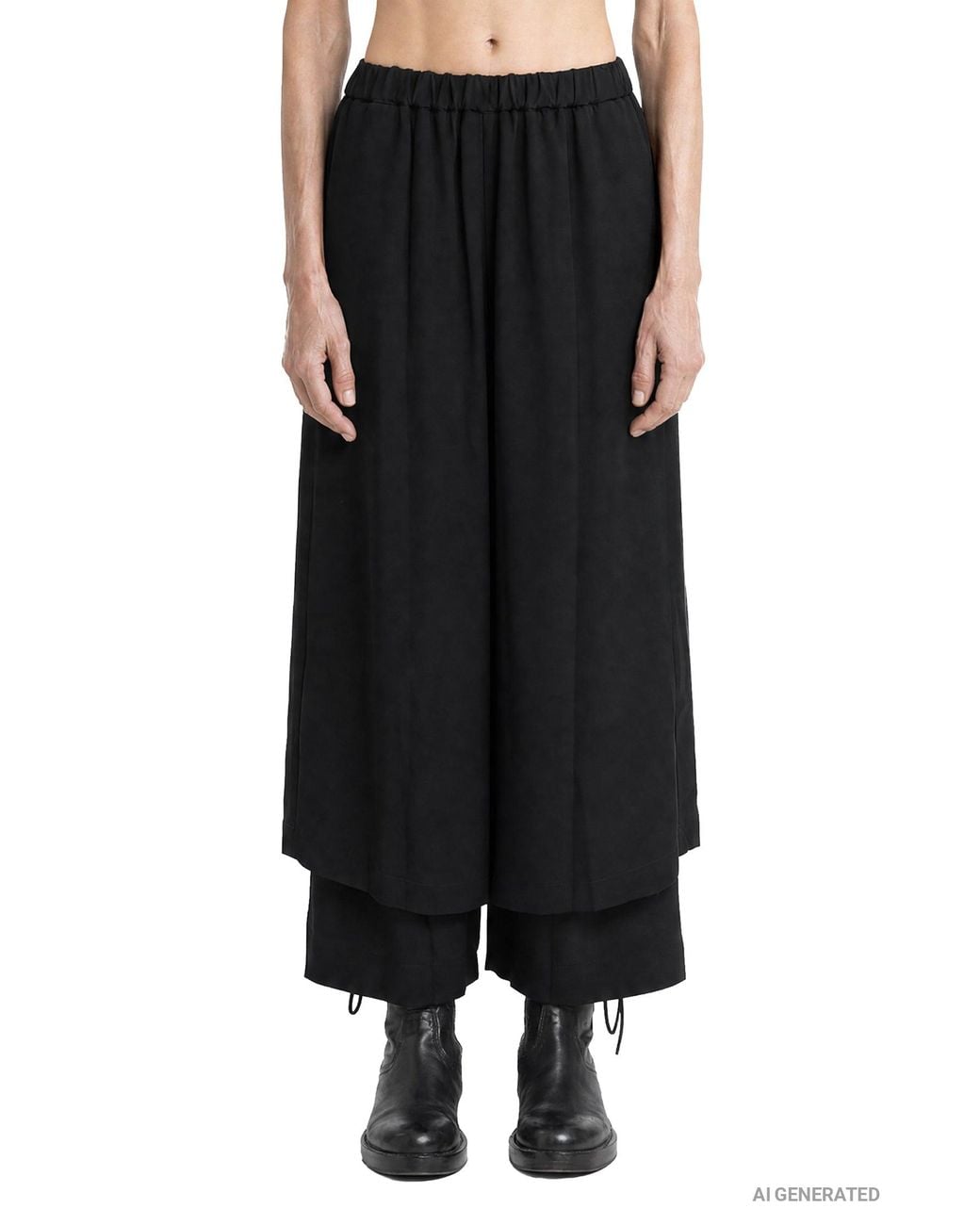 Comme des Garçons Black Layered Wool Taffeta Cropped Pants