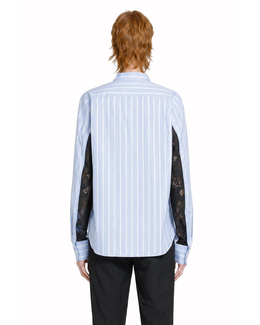 Comme des Garçons Blue Pinstripe And Lace Shirt for men