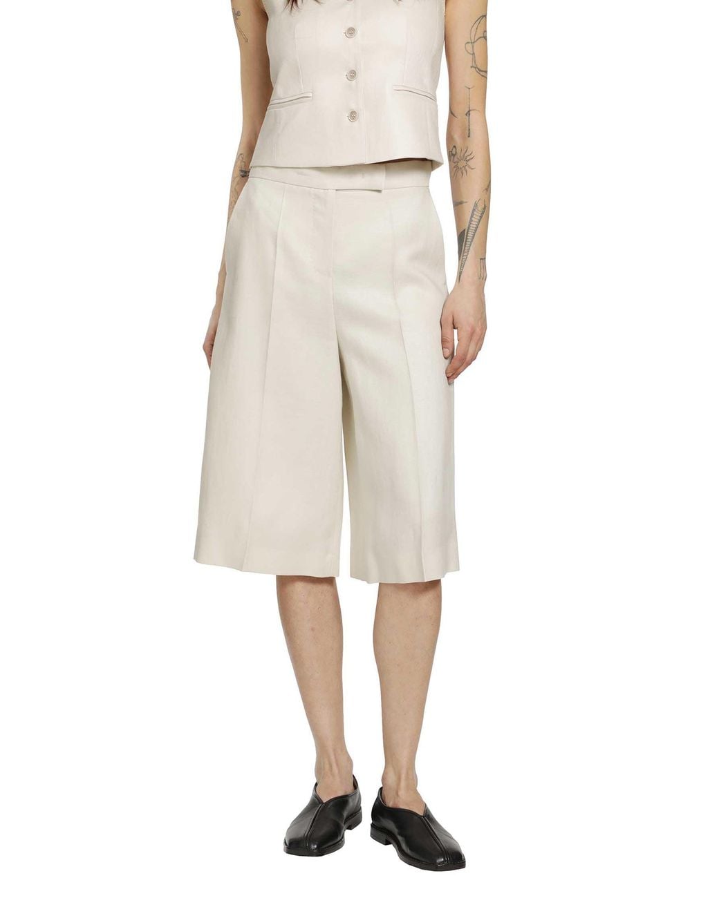 Max Mara Natural Linen Bermuda Shorts