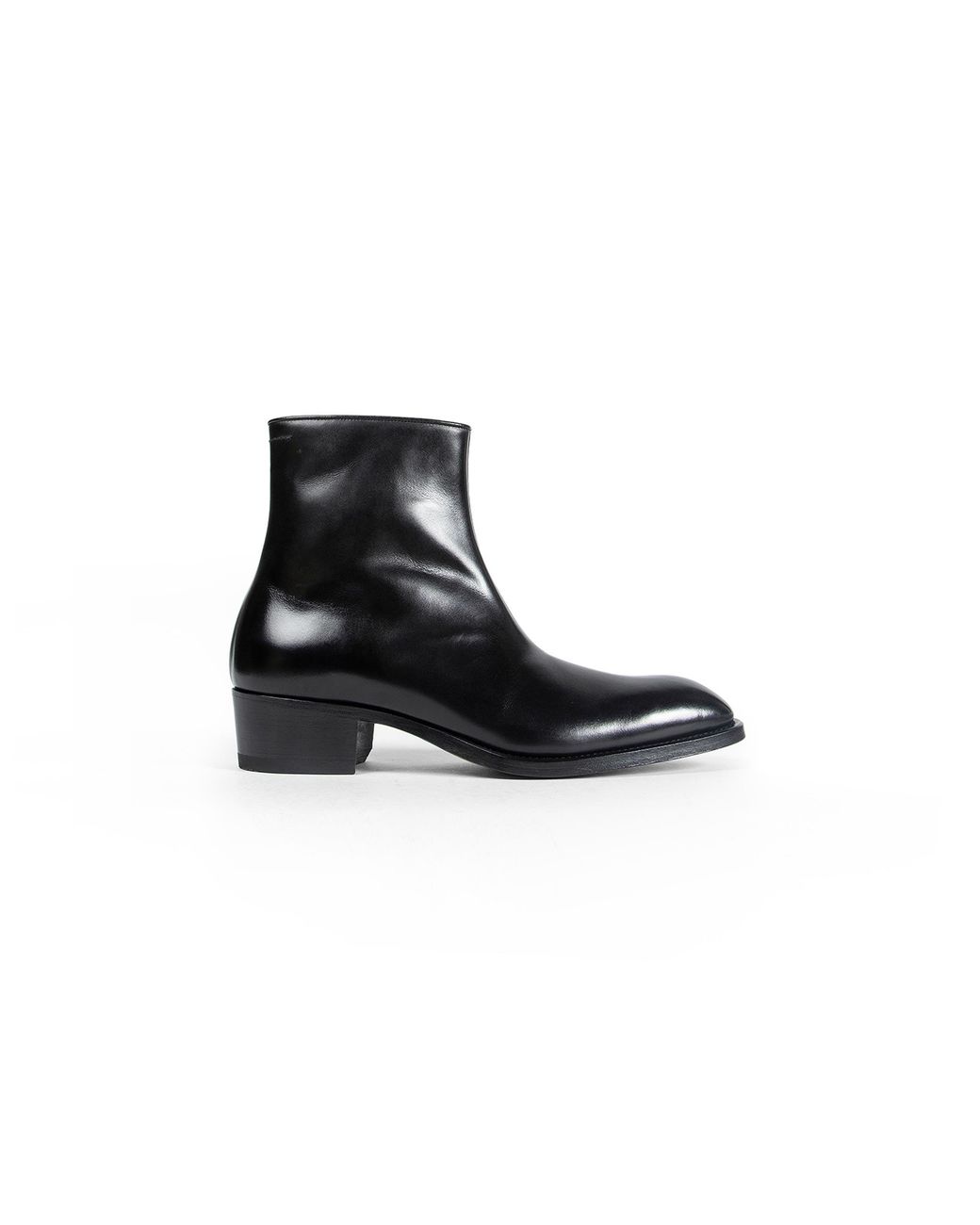 Tom Ford Black Burnished Leather Vincent Ankle Boots for men