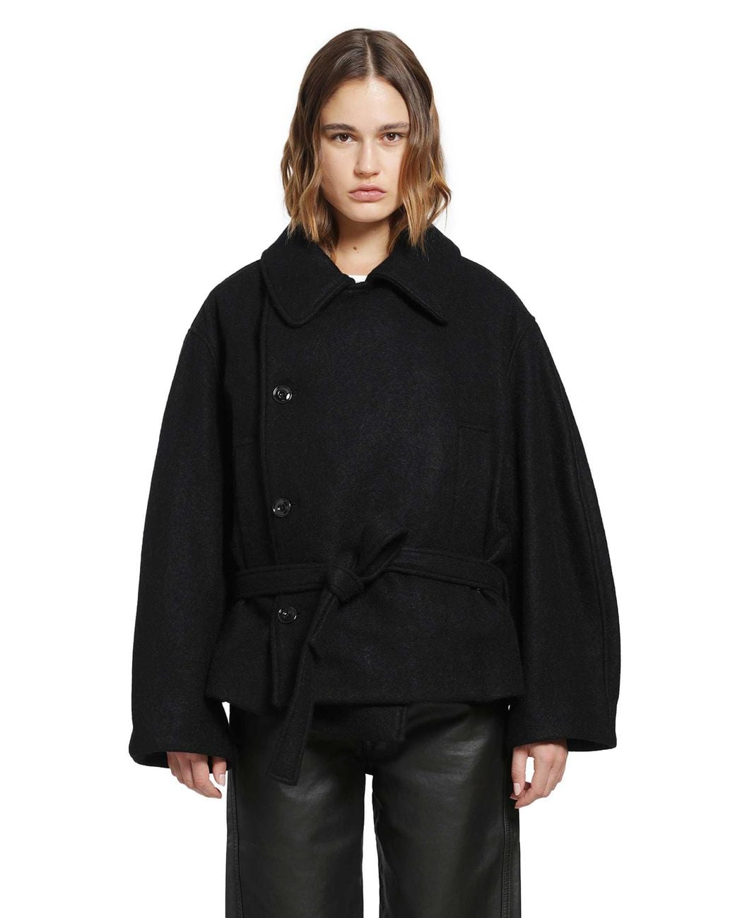 Lemaire Black Short Wrap Coat