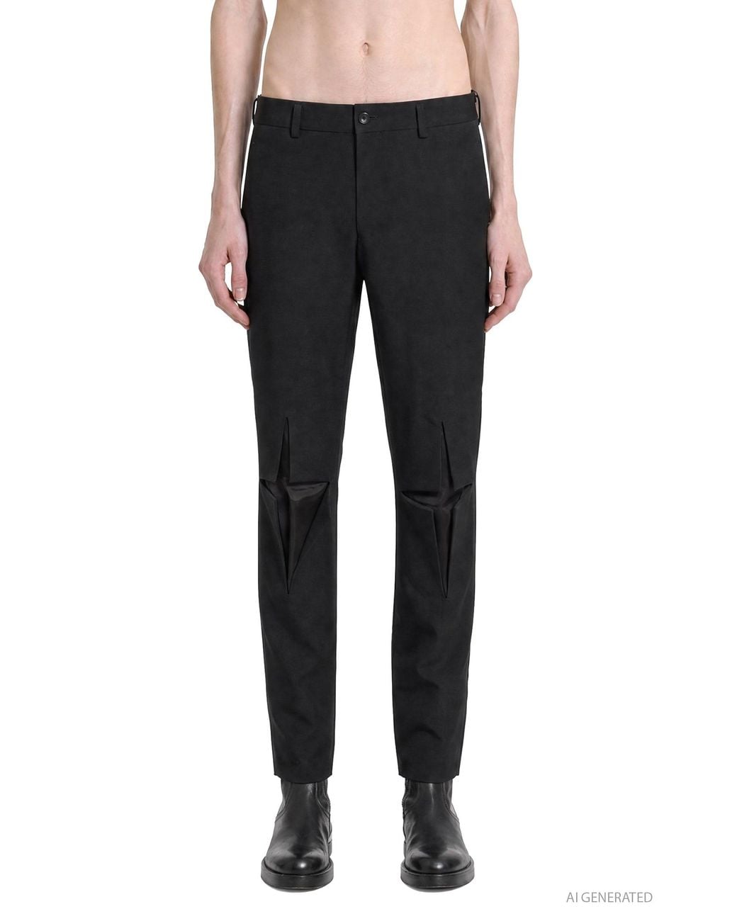 Comme des Garçons Black Cut-Out Skinny Wool Trousers for men