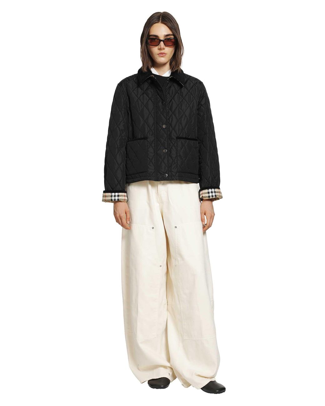 Burberry Black Cropped Quilted Nylon Jacket