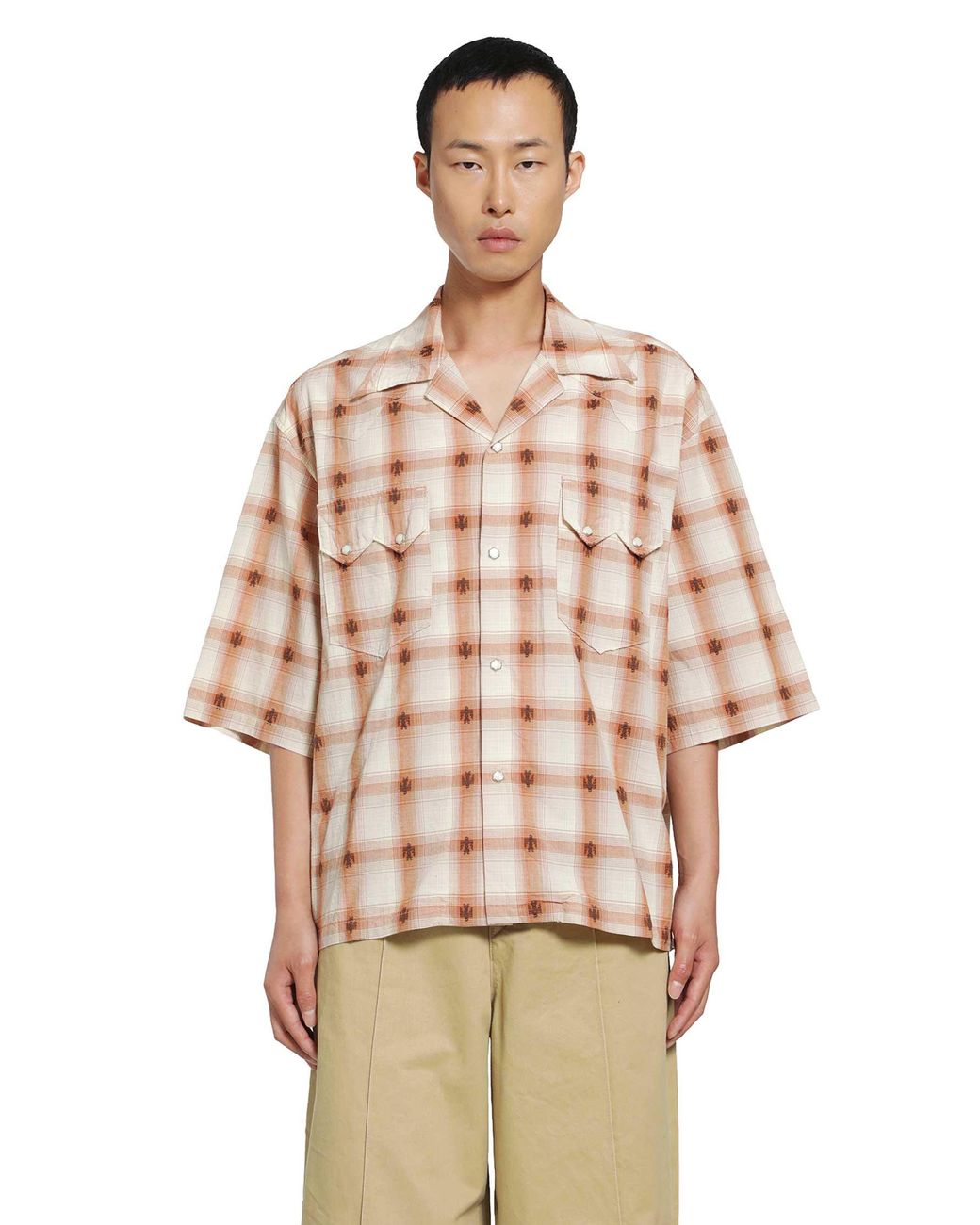 Kapital Pink Thunderbird Shadow Check Western Shirt for men