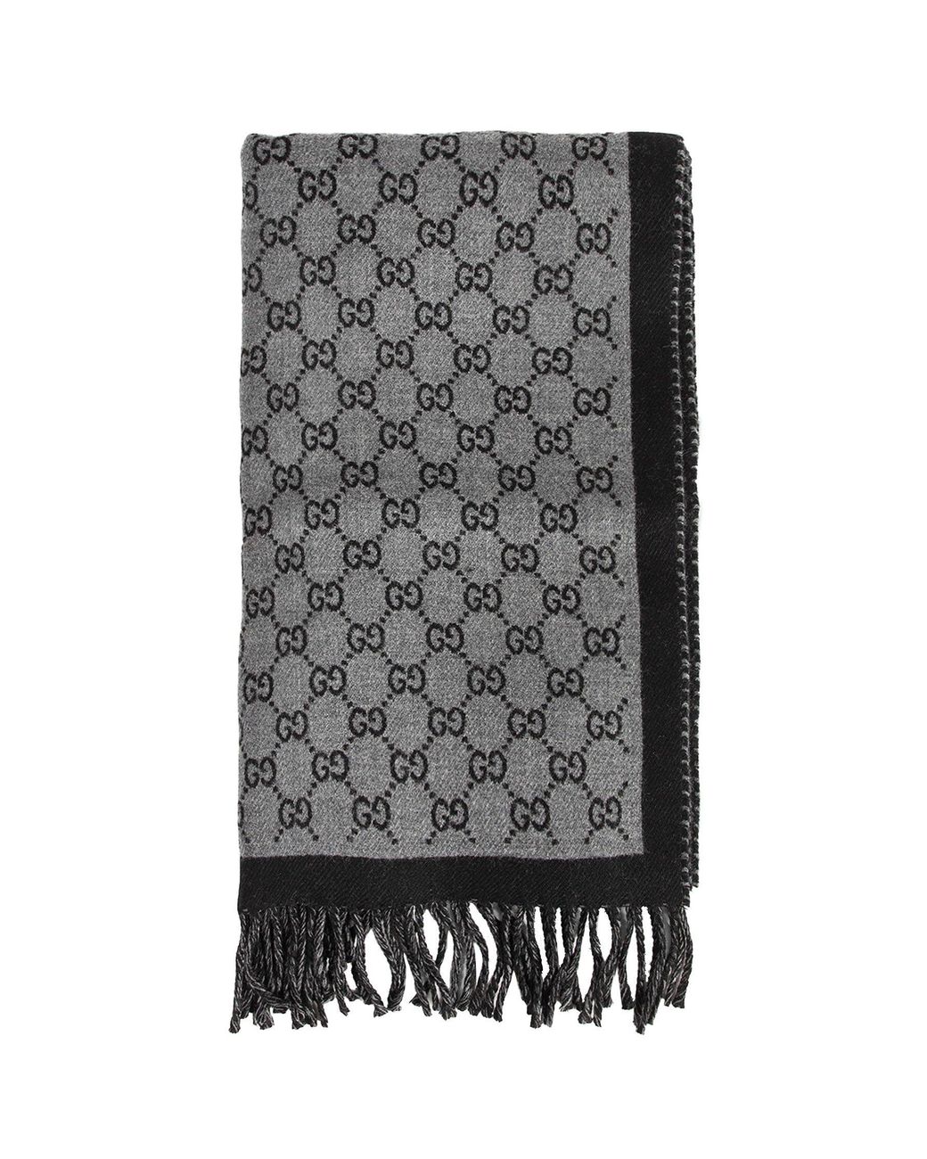 Gucci Gray Gg Jacquard Wool Scarf for men