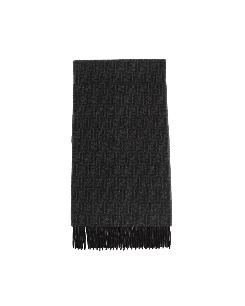 Fendi Black Ff Zucca Jacquard Wool And Cashmere Scarf for men