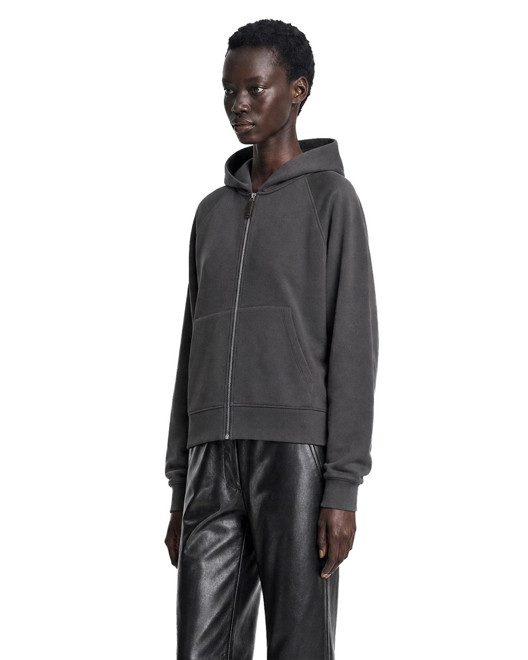 Max Mara Black Technical Cotton Zip-Up Hoodie