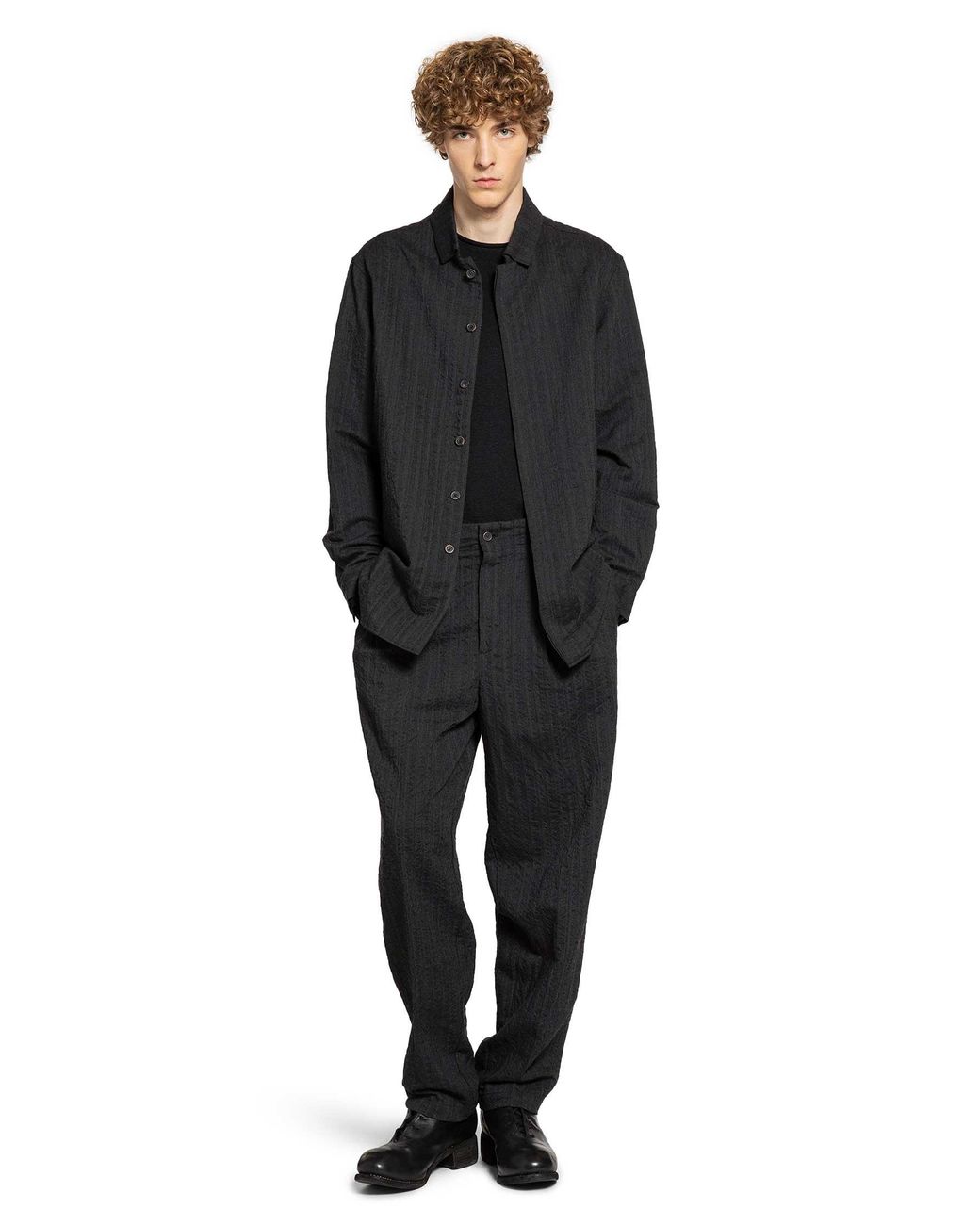 Forme D'expression Black Tucked Loose Trousers for men