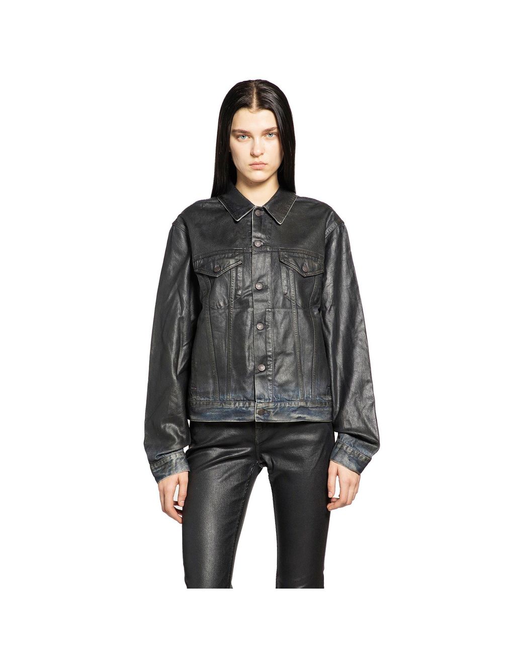 Acne Black Coated Denim Jacket