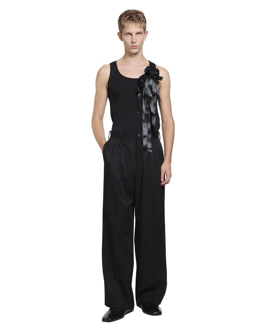 Simone Rocha Black Ribbon Rosette Boy Tank for men