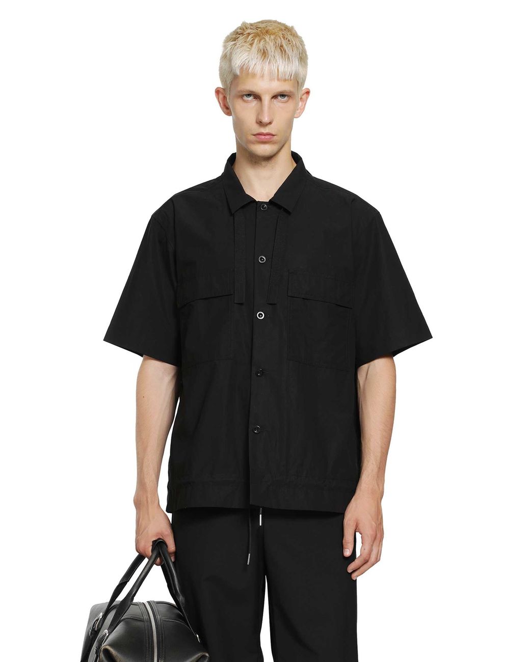 Sacai Black Cotton Typewriter Shirt for men