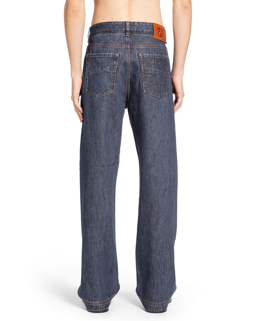 Fendi Blue 5 Pocket Straight Jeans for men