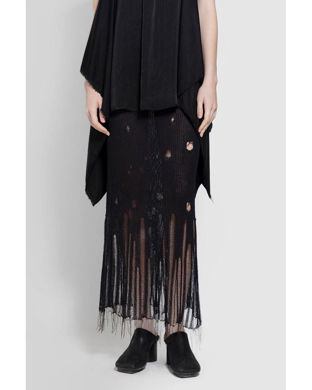 Uma Wang Black Shredded Skirt
