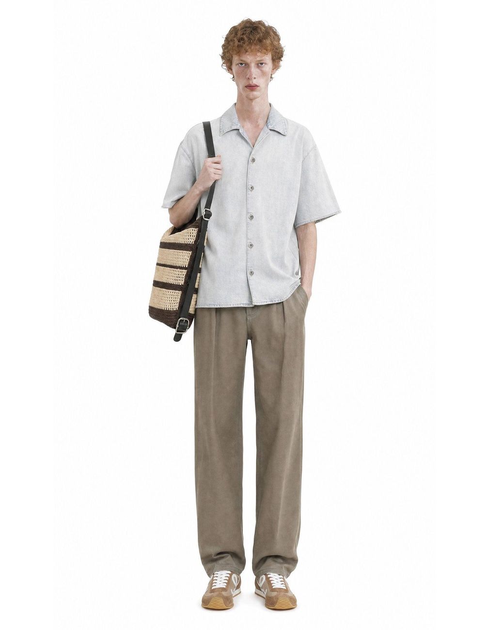 Loewe Gray Anagram Short Sleeve Shirt for men
