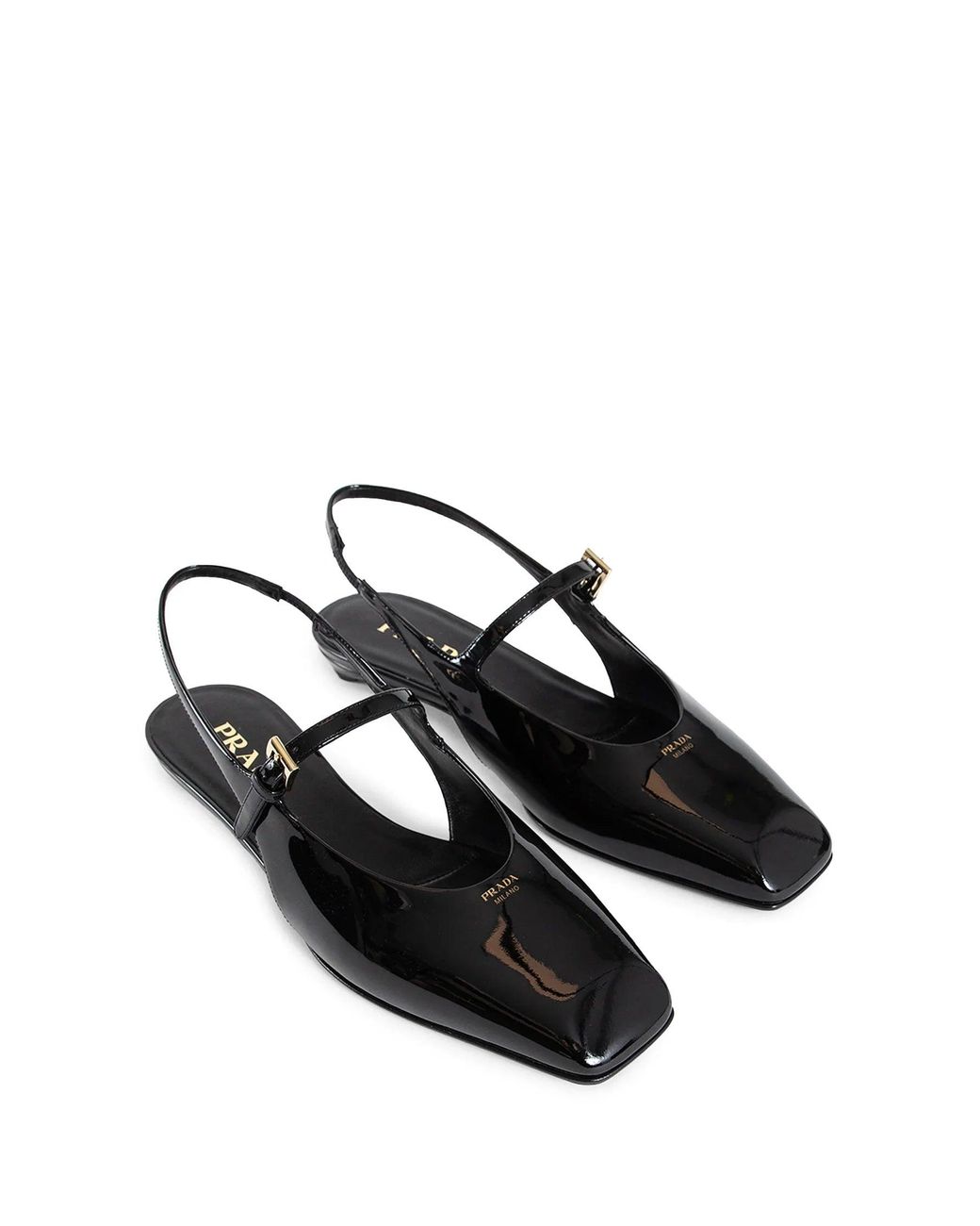 Prada Black Patent Leather Slingback Ballerinas