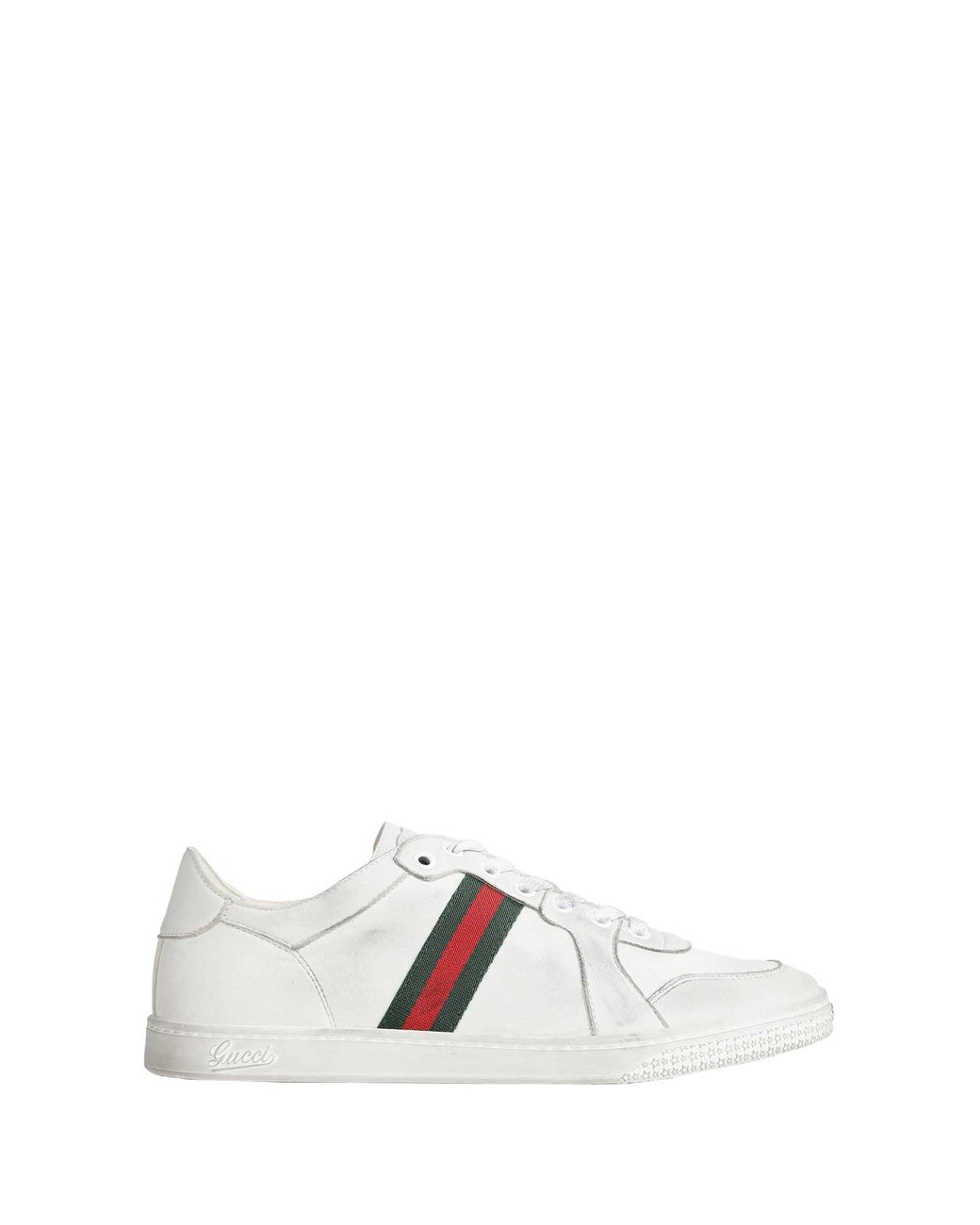 Gucci White Stretch Low-Top Sneakers