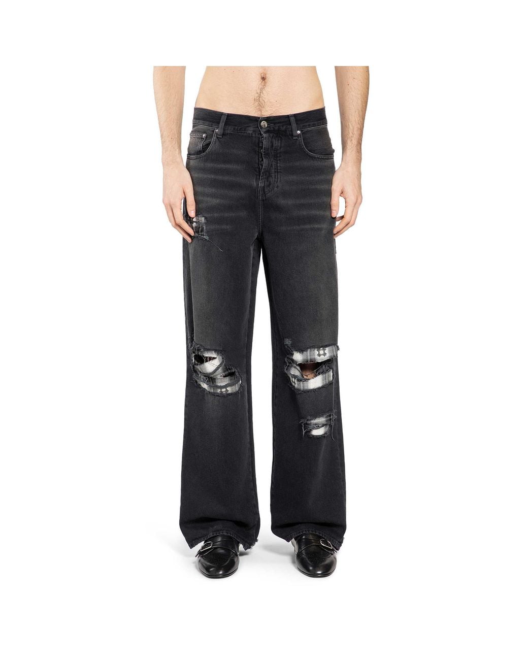 Amiri Black Flannel Repair Baggy Jeans for men