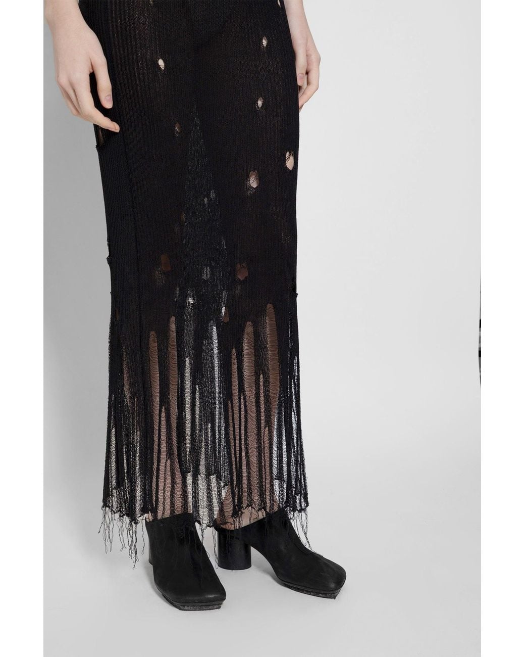Uma Wang Black Shredded Skirt