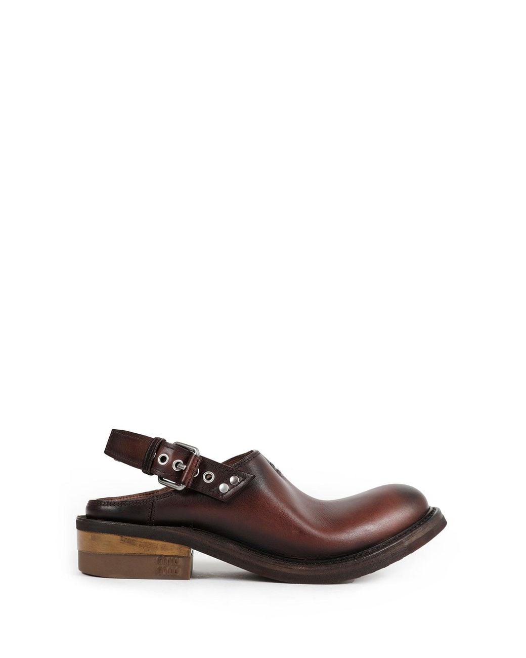 Miu Miu Brown Foule Leather Mules