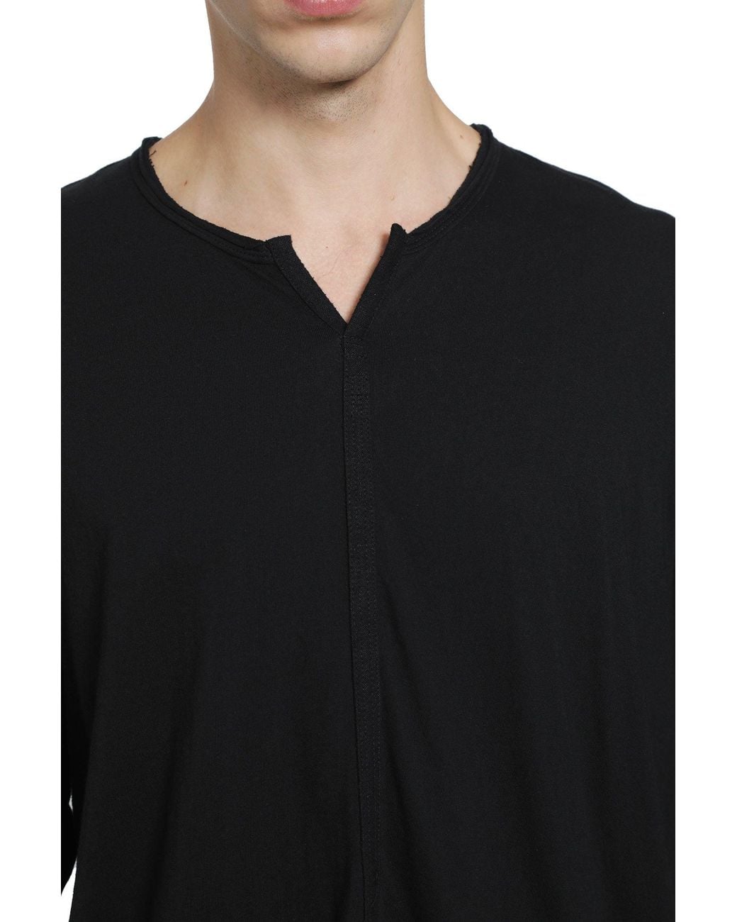 Ziggy Chen Black V-Neck Long Sleeve T-Shirt for men