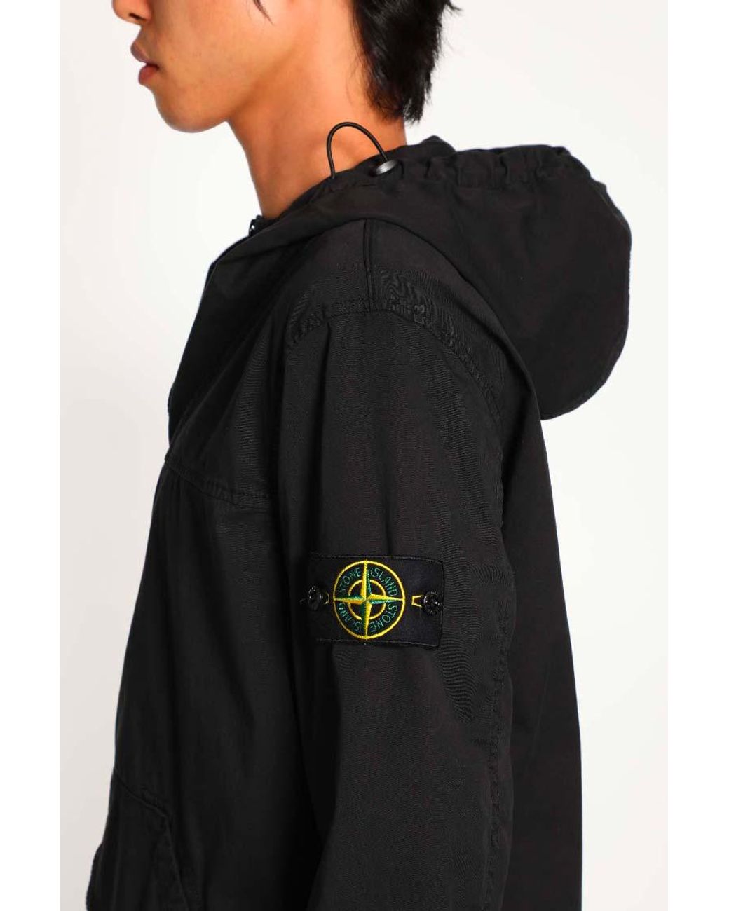 Stone Island 1200032 Hooded Overshirt in Black for Men | Lyst