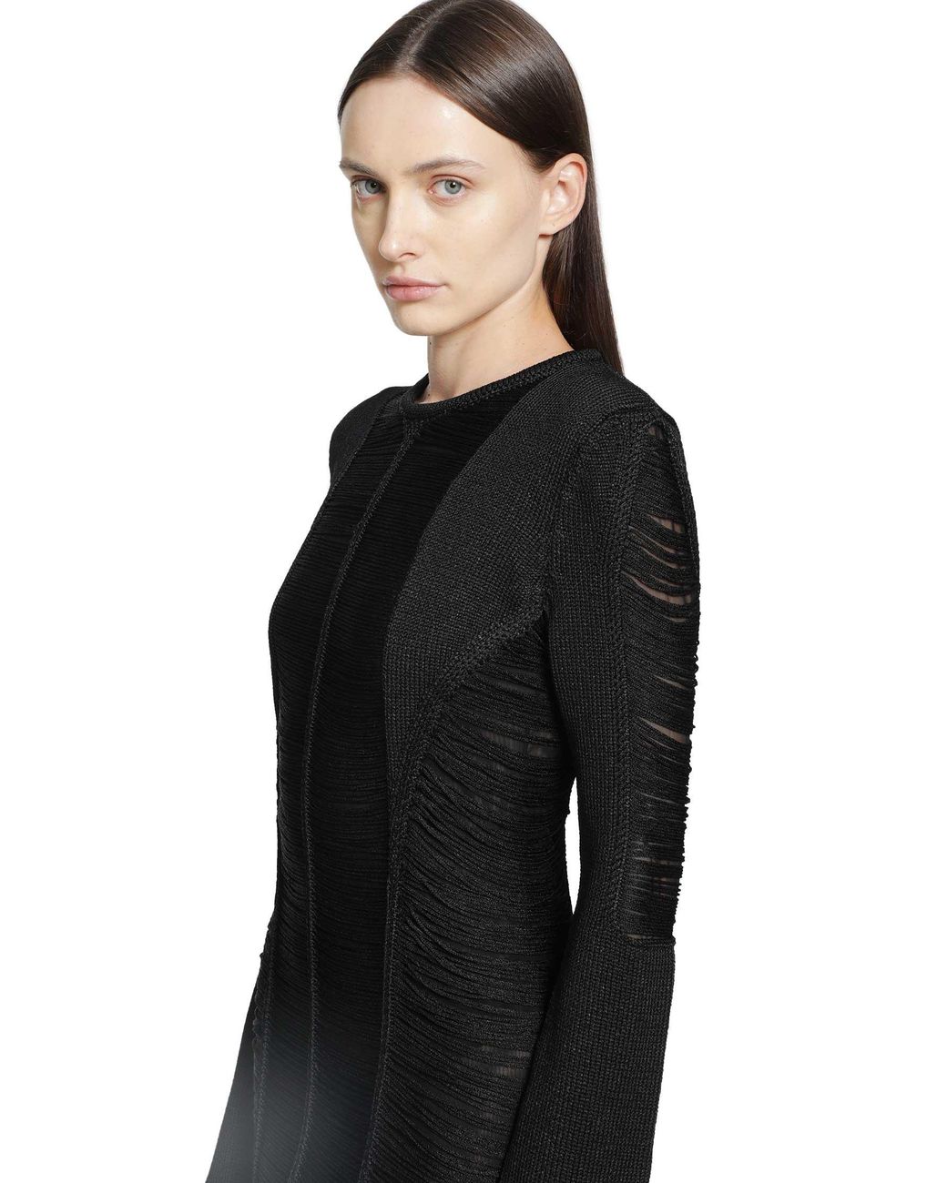 The Attico Black Fringed Viscose Mini Dress