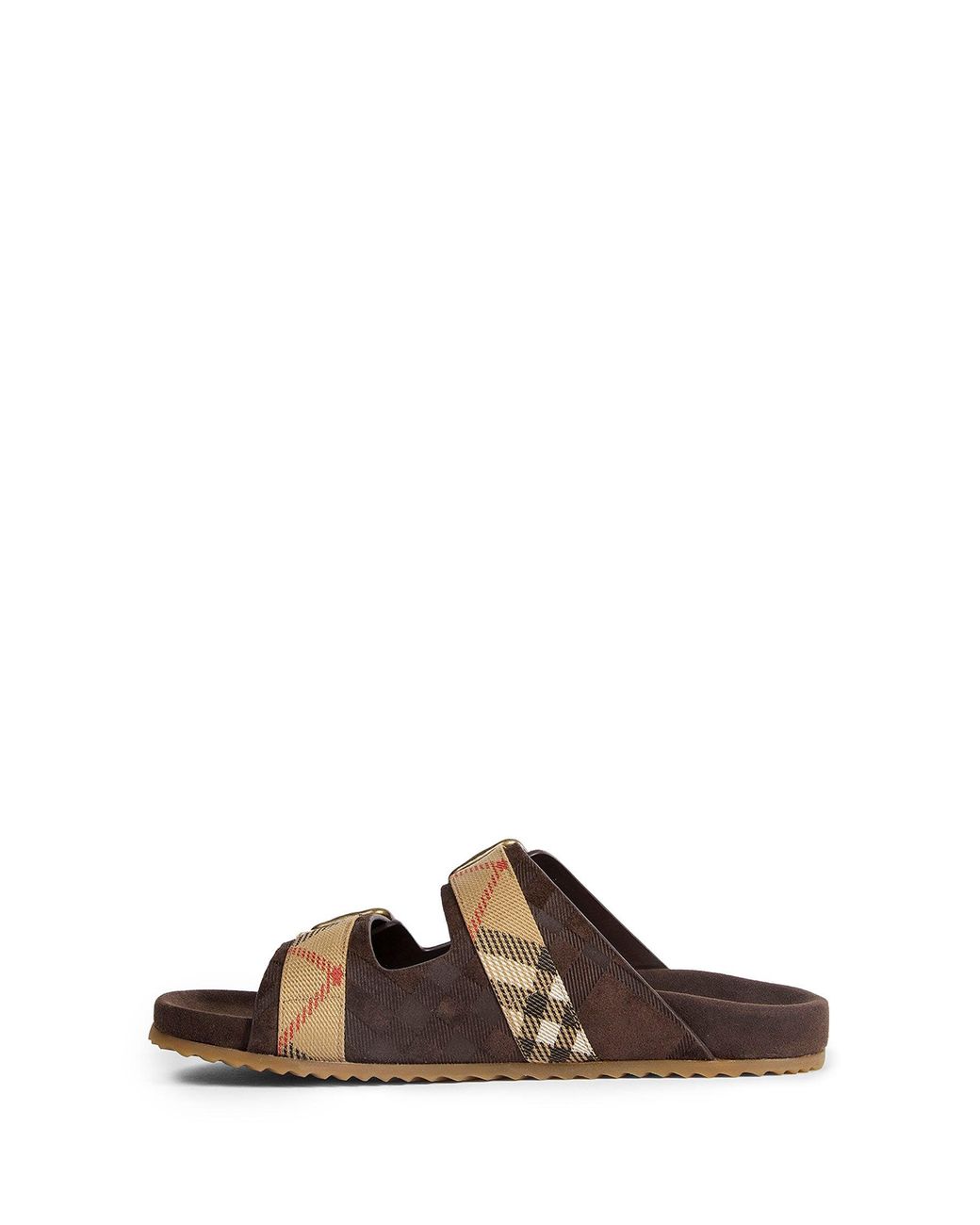 Burberry Brown Double Bouckle Checked Sandals