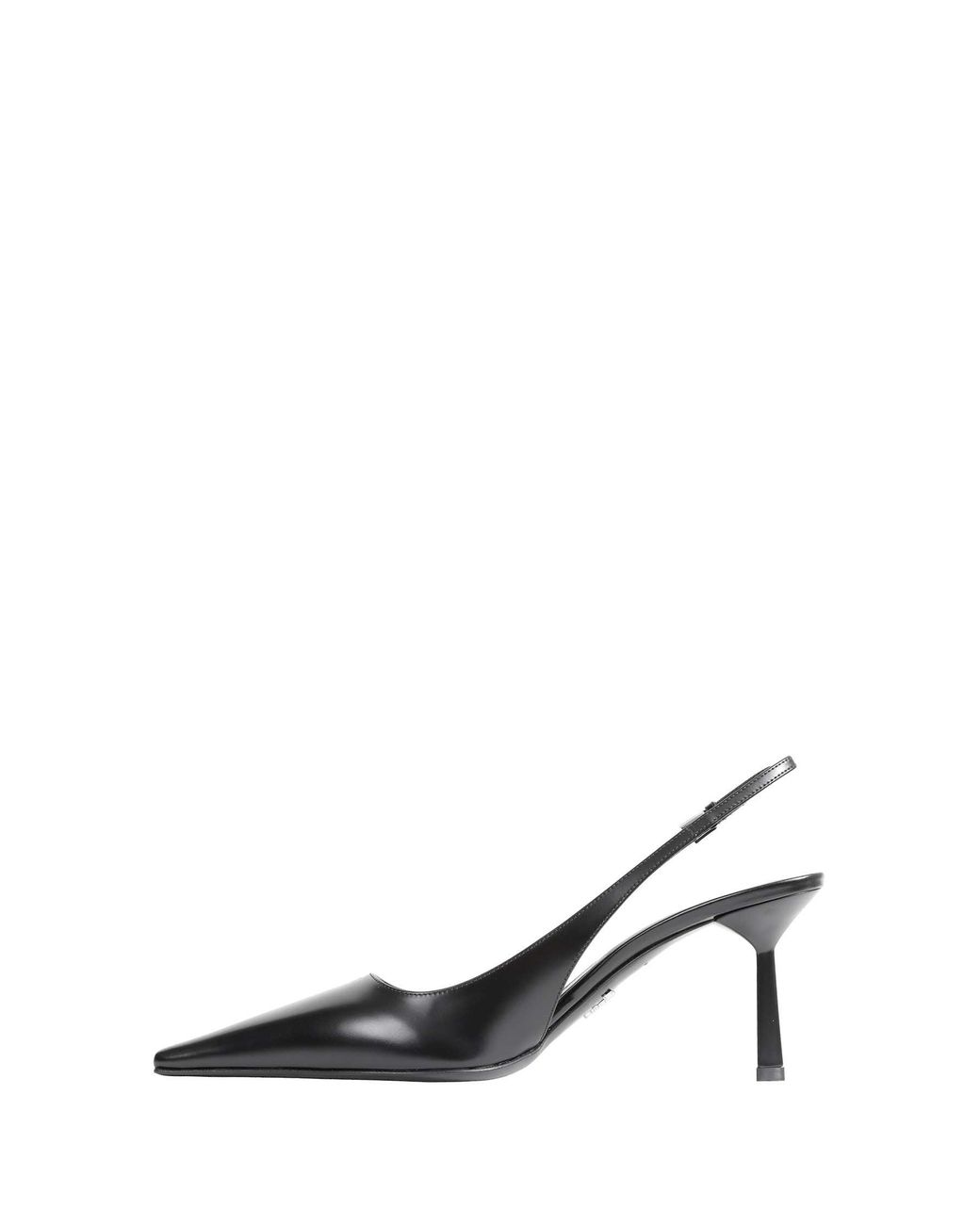 Prada Black Brushed Leather Slingback Pumps