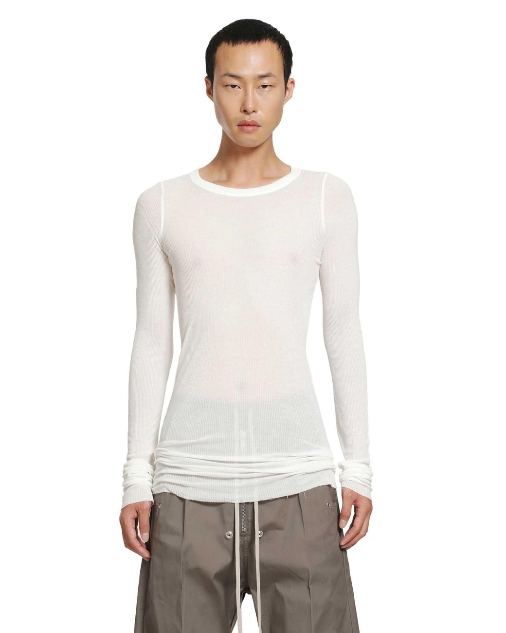 Rick Owens White Tower Rib Ls T for men