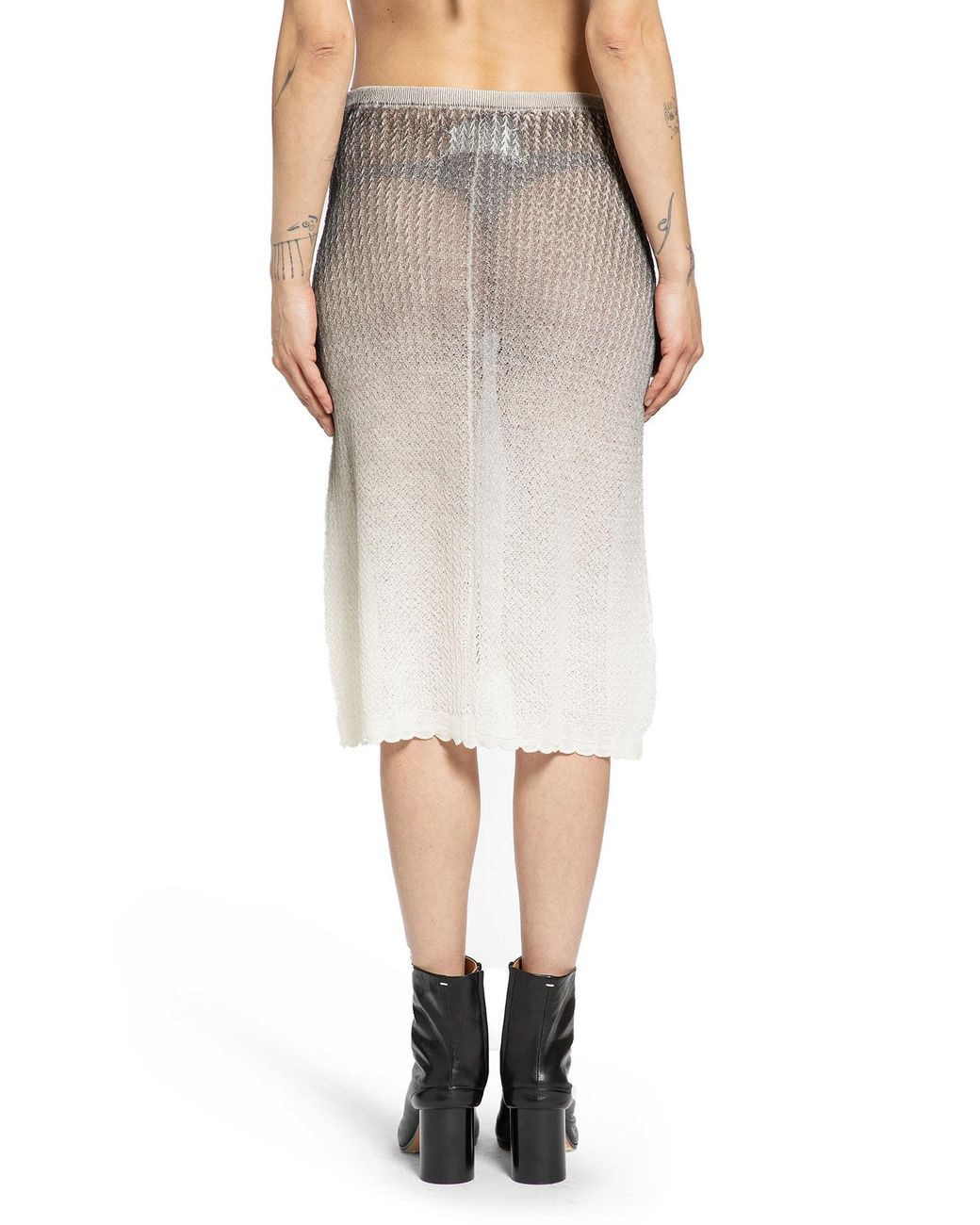 Maison Margiela White Sheer Knit Midi Skirt