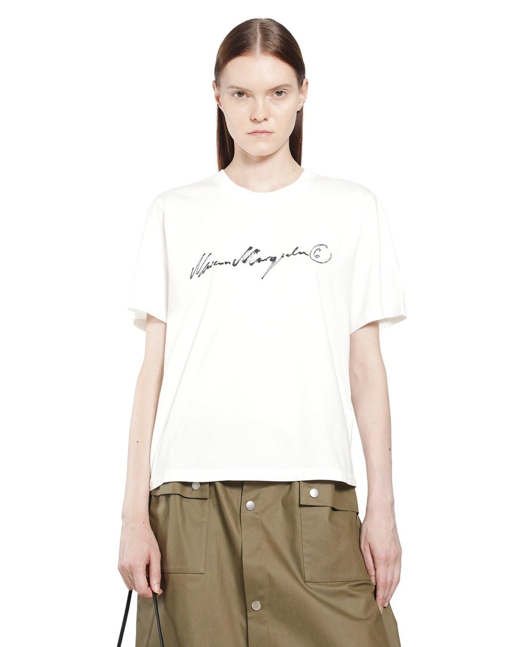 MM6 by Maison Margiela White Overdyed Handwritten Logo T-Shirt