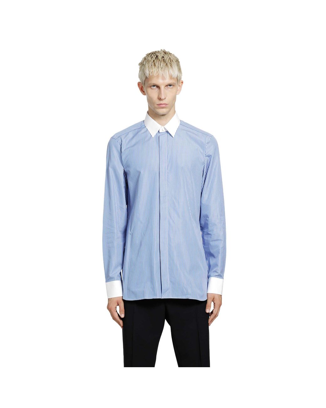 Tom Ford Blue Poplin Stripe Classic Fit Shirt for men