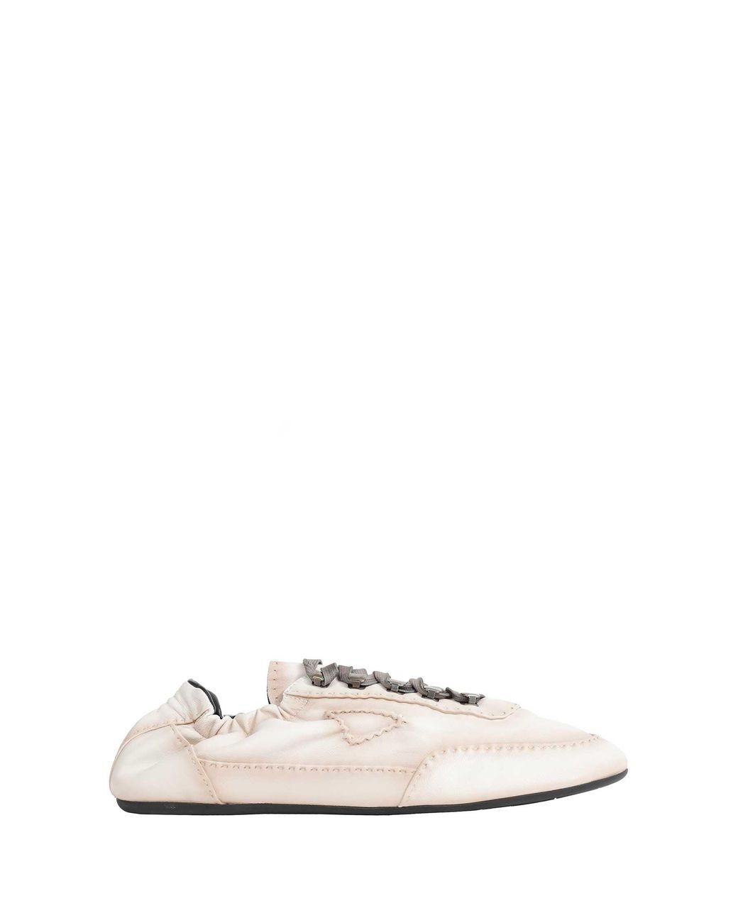Prada White Collapse Antiqued Nappa Leather Sneakers for men