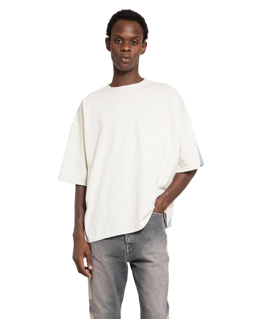 Kapital White Jersey 2Tones Big Pocket (Bone) T-Shirt for men