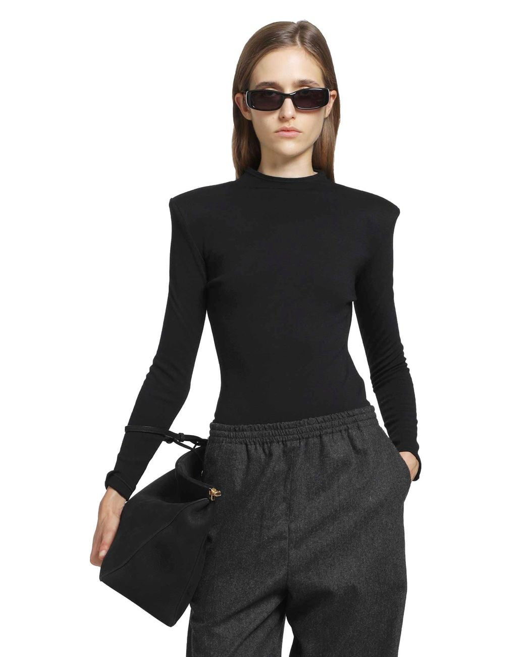 Jil Sander Black Wool Bodysuit