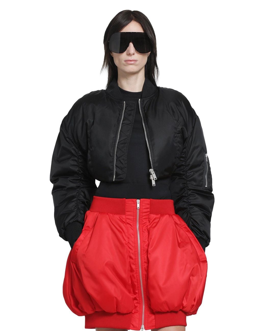 NVL-GARDE Red Bubble Cropped Bomber