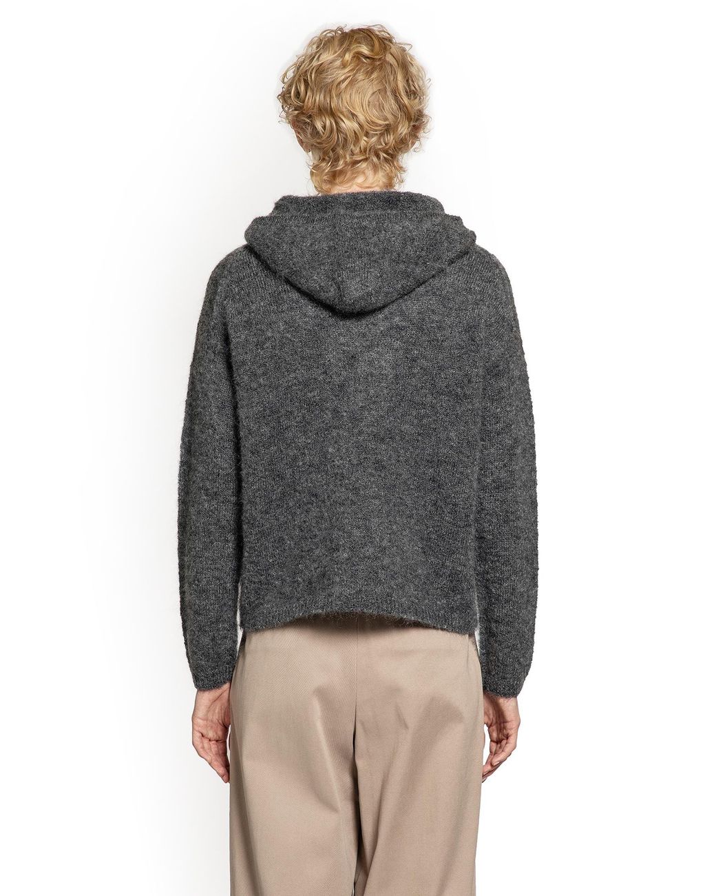 Max Mara Gray Current Mohair Knit Hoodie Sweater