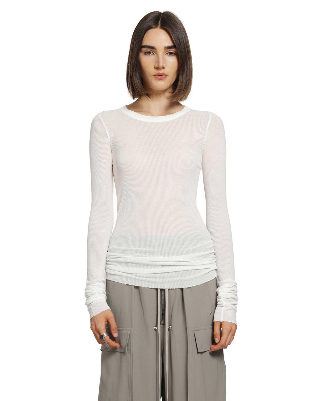 Rick Owens White Tower Rib Ls T